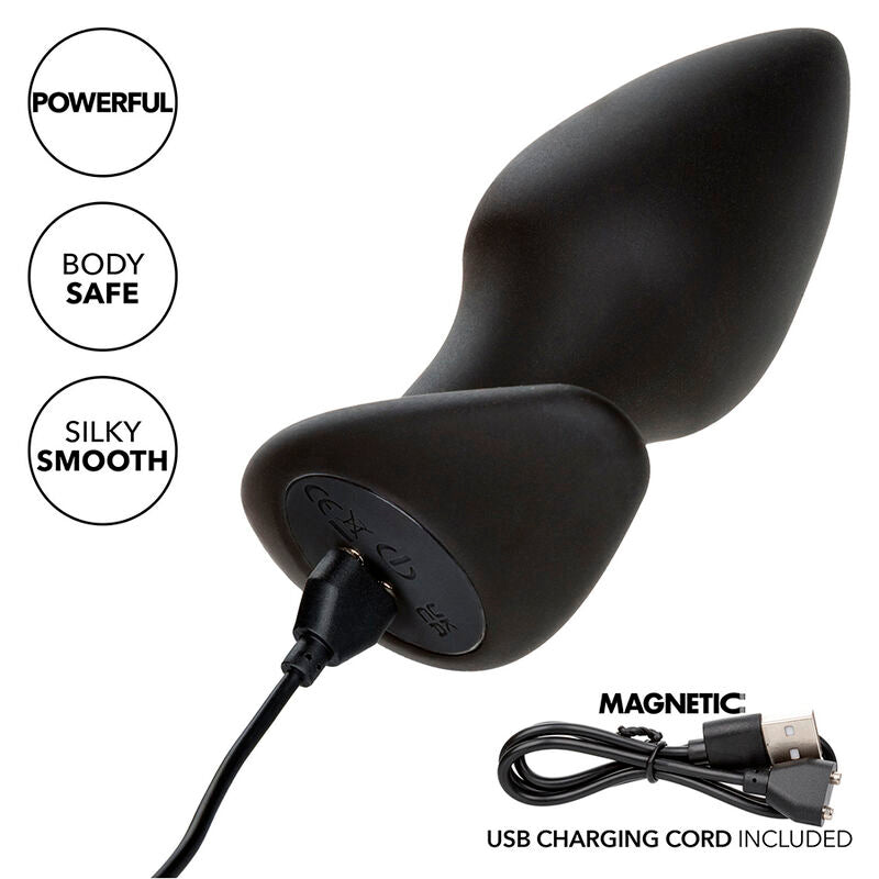 Plug Anal, CalExotics - Rock Bottom Perfect, 10 Vibratii, Silicon Negru