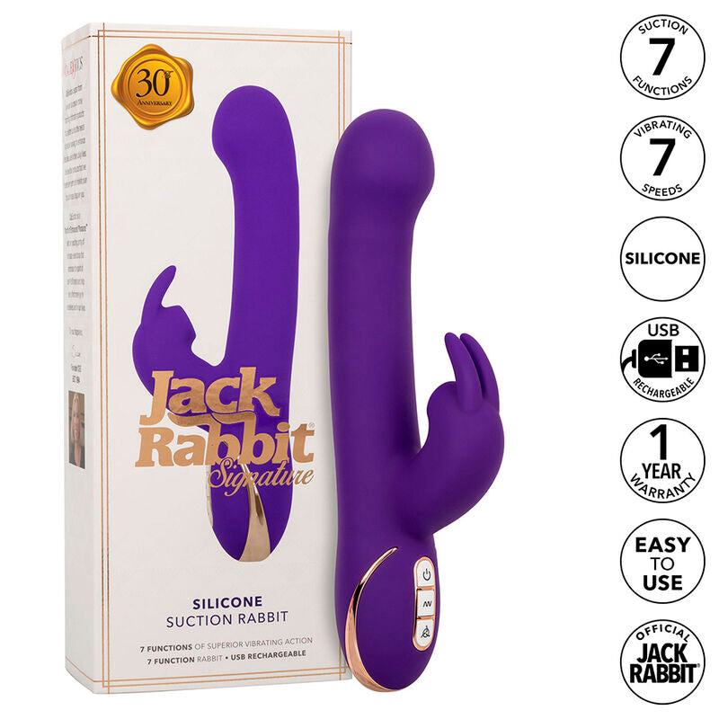Vibrator si Stimulator, Calexotics - Jack Rabbit, 7 Vibratii si 7 Moduri de Suctiune, Albastru