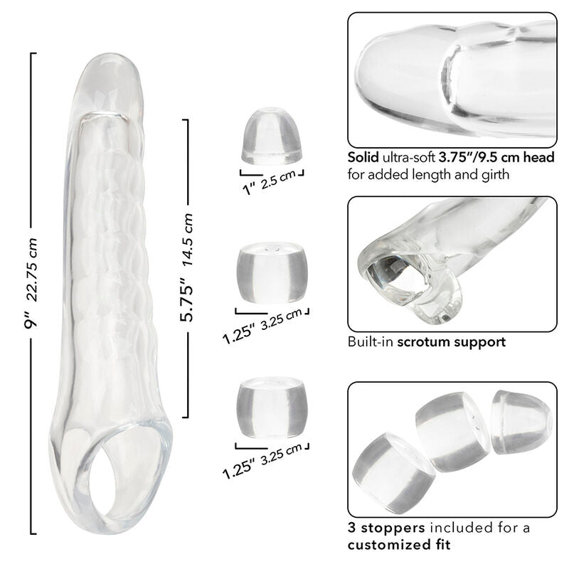 Extender Penis, CalExotics - Maxx, Ajustabil, 9.5 CM Transparent