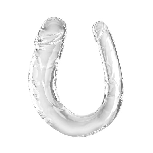 Dildo Dublu Realist, KING COCK - Double Trouble TPR, Transparent, 33 cm
