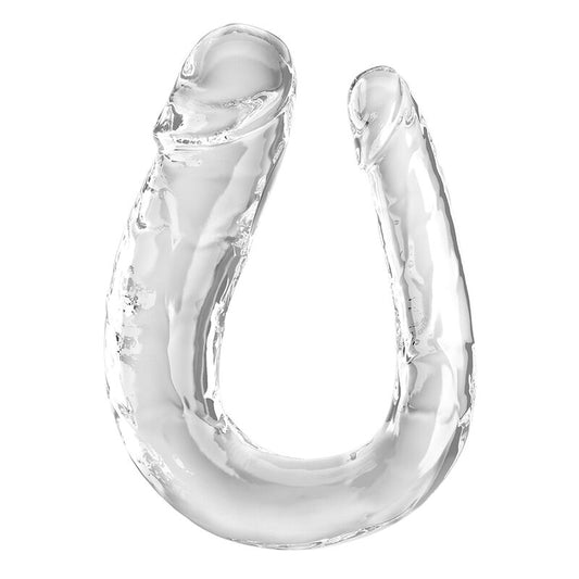Dildo Dublu, KING COCK - Double Trouble, Transparent, 44 cm