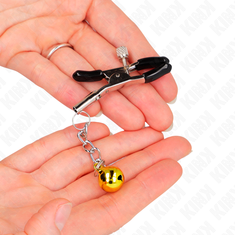 Cleme pentru Sfarcuri, Kink, cu Pandantiv Clopotel, Auriu 6 CM