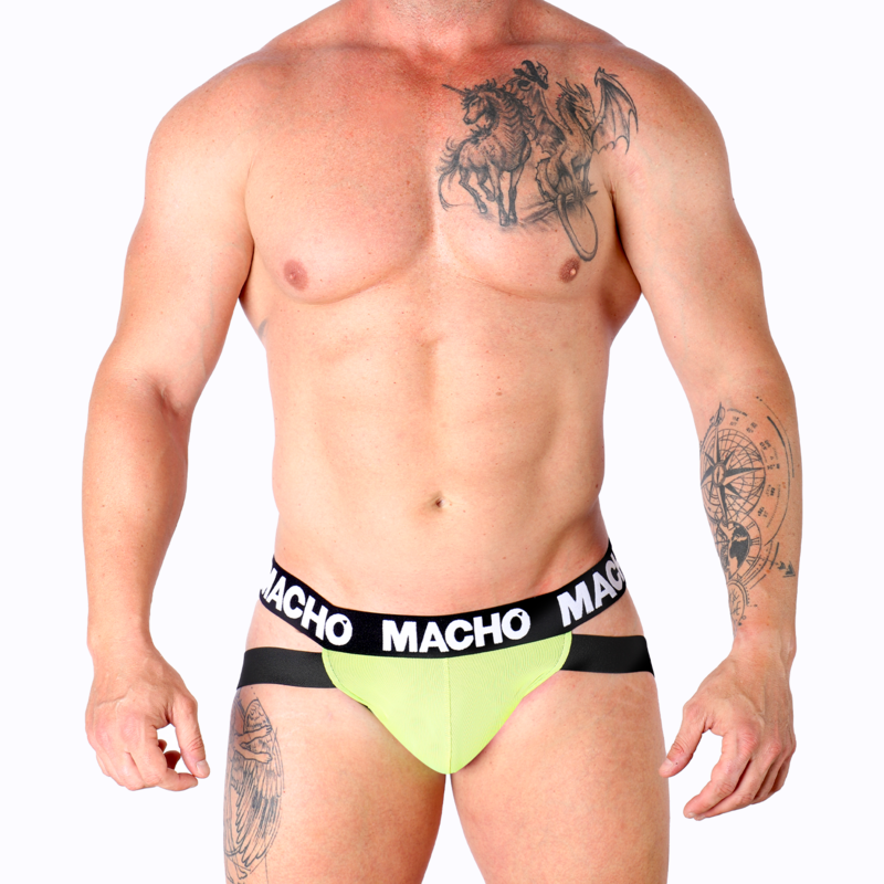 Jockstrap, Macho - MX28FA, Benzi Duble de Fixare, Galben S