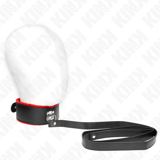 Colier cu Lesa, Kink, Curea din Piele Rosie Reglabila, 116 CM / 40-48 CM x 6 CM