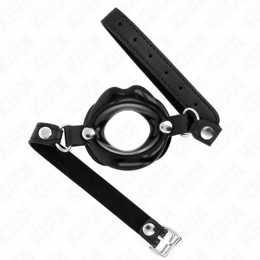 Calus cu Buze, KINK - 8 cm, Curea Piele Ecologica Neagra 63 x 2 cm, Reglabila 39-58 cm