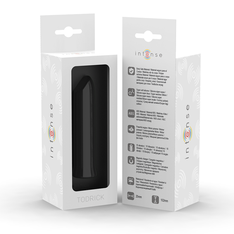 Bullet Stimulator Clitoris, Intense - Todrick, 10 Moduri de Vibratie, Negru