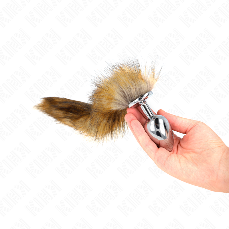 Plug Anal, Kink, cu Coada Sintetica, Marime L 10 X 4 CM Maro Coada 40 CM