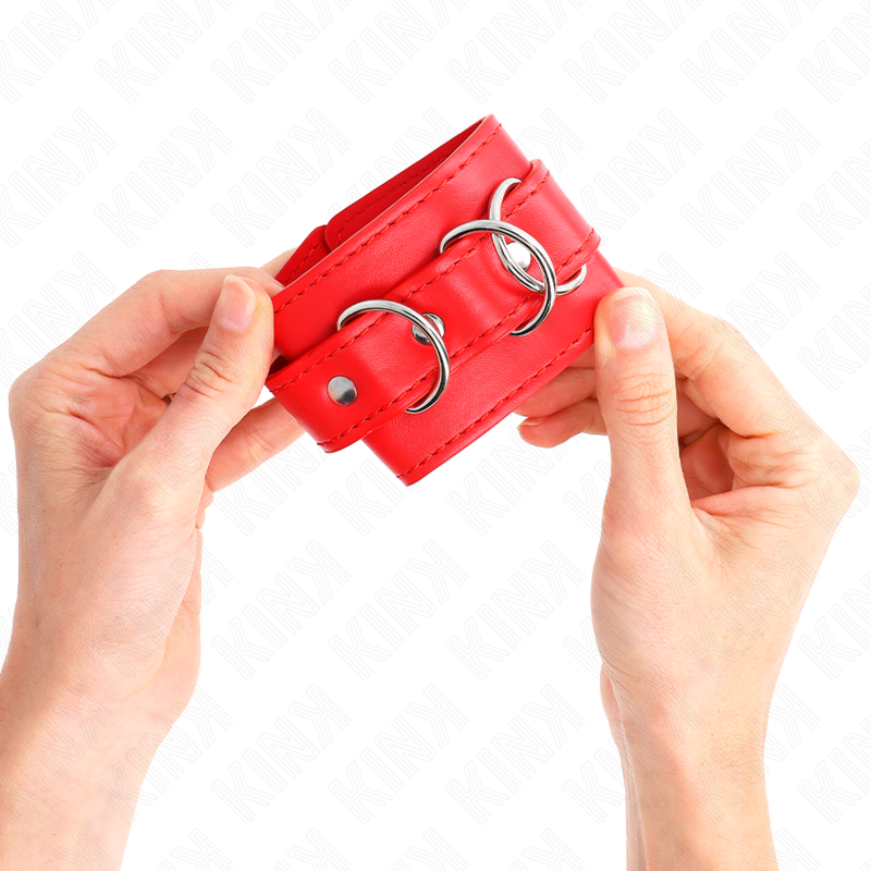 Catuse Erotice, Kink - 3 D-Ring, Ajustabile, 17.5-25 CM X 6 CM Rosu