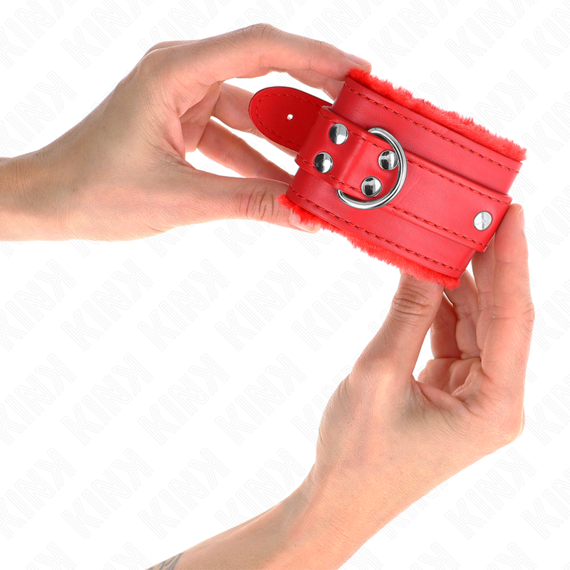 Catuse Erotice, Kink - Fur Lined, Curea Reglabila, Rosu 17-29 CM x 6 CM