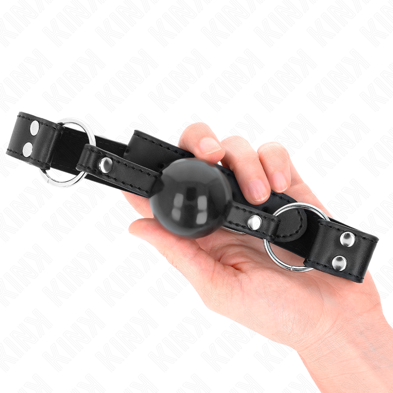 Gag cu Bila, Kink, Curea din Piele Ecologica Reglabila, Bila 4 CM 62 x 2.5 CM Reglabil 42-58 CM