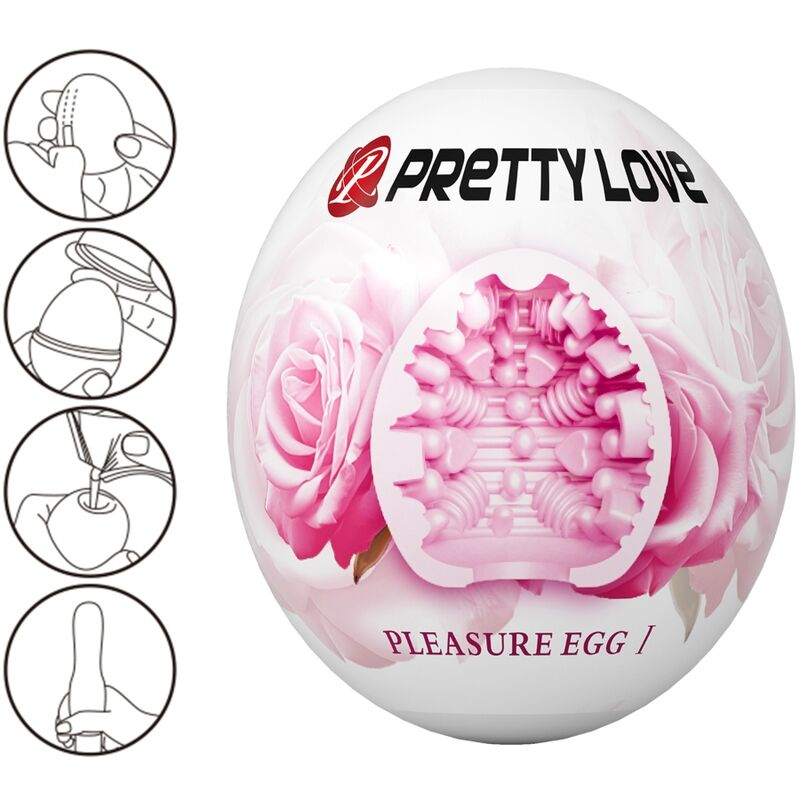 Masturbator Masculin, Pretty Love - BM-00900T90, Textura cu Nervuri, Egg Roz