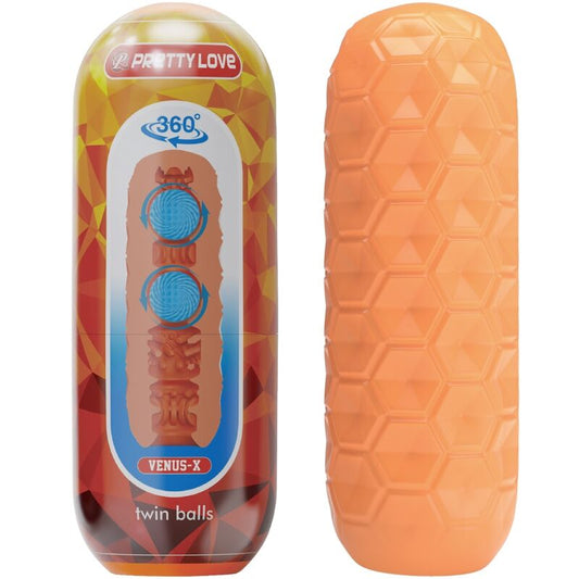 Masturbator cu Bile Interne, PRETTY LOVE - Twin Balls, TPR, Portocaliu
