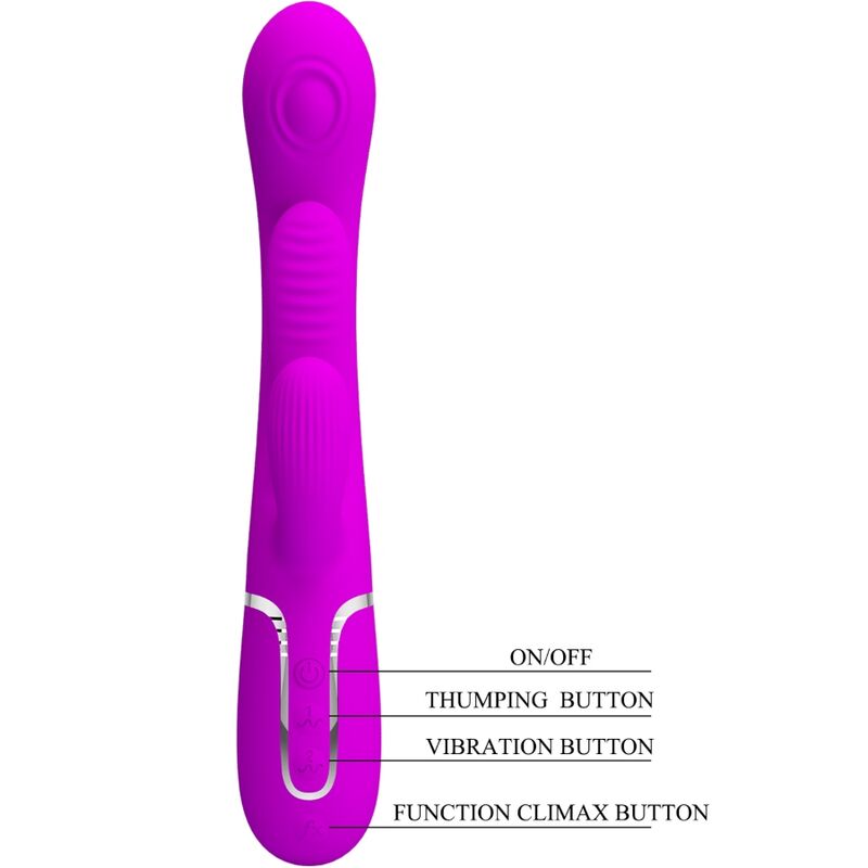 Vibrator Rabbit Triplu, Pretty Love - Shania, 7 Functii Pulsatii si Vibratii, Roz