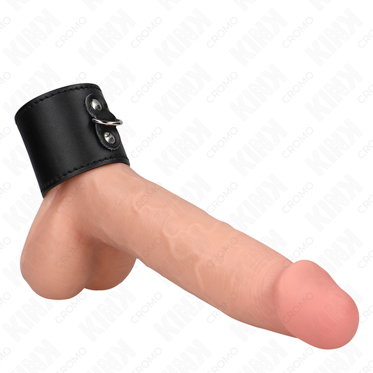 Inel pentru Penis din Piele, KINK - cu Inchidere prin Presiune, 18 x 5 cm
