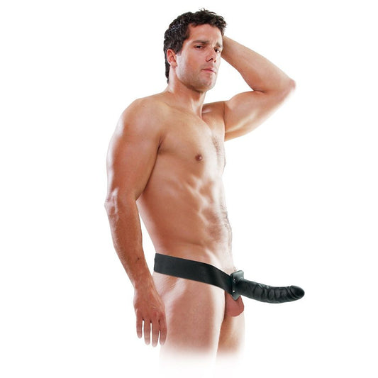 Ham cu Dildo Gol, FETISH FANTASY SERIES - Reglabil, Negru, 19 cm