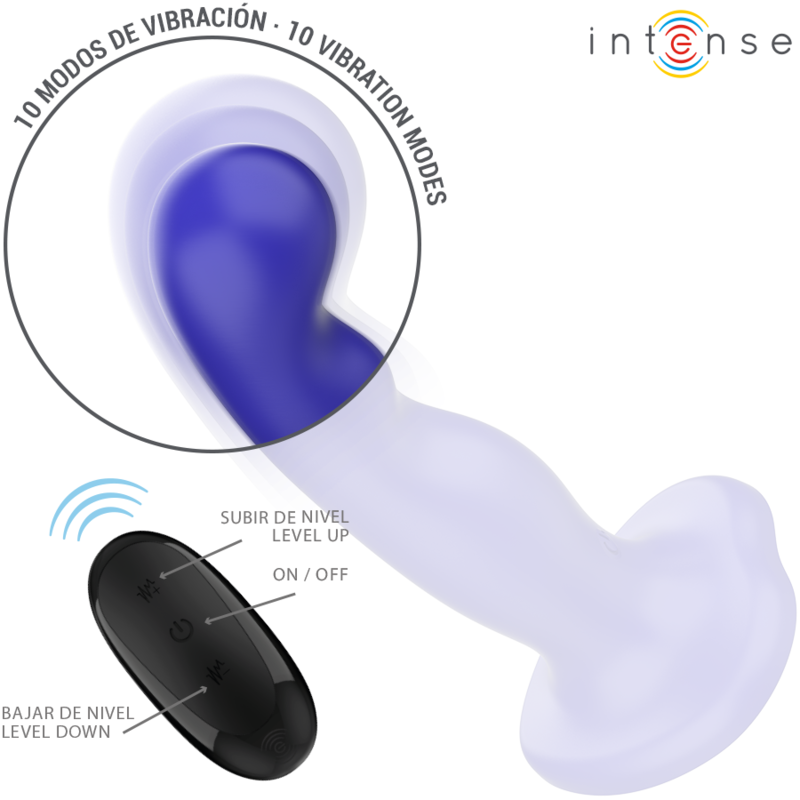 Vibrator, Intense - Shorty, cu Ventuza si Telecomanda, Albastru