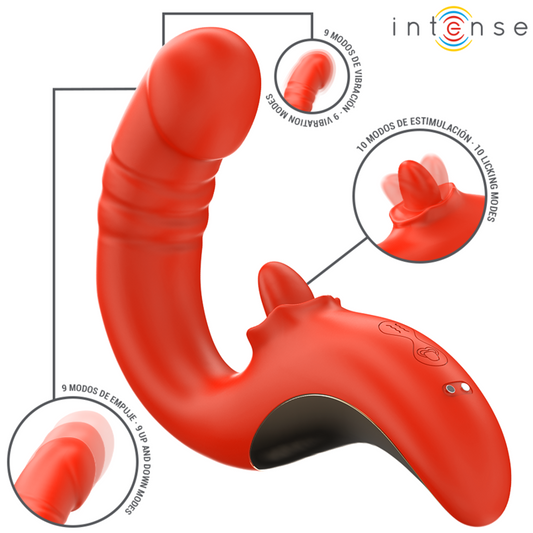 Vibrator Dublu Stimulare in Forma U, INTENSE - Paulina, Silicon Medical, Rosu