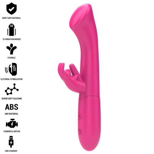 Vibrator Rabbit, INTENSE - JULIETA, 18,6 cm, 10 Vibratii, Roz