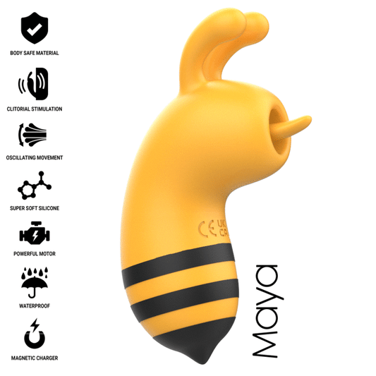 Stimulator Clitoris cu Limba Rotativa 360°, INTENSE - Maya, Design Albinuta, Silicon, USB, Galben