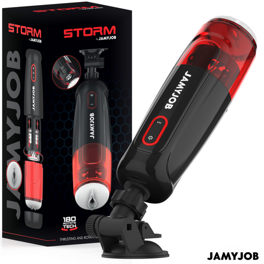 Masturbator Automat Vagin, JAMYJOB - STORM, 10 Moduri Rotative si Telescopice