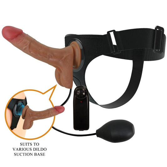 Ham cu Dildo Vibrator si Ejaculator, PRETTY LOVE - Realist, TPR, Maro, 15,5 cm