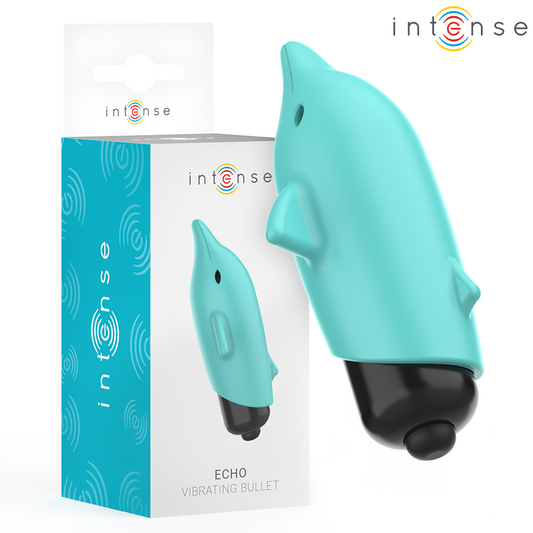 Vibrator Bullet Delfin, INTENSE - Echo, Silicon, Albastru, 8 x 4,7 cm