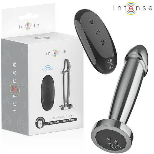 Dop Anal Vibrator cu Telecomanda, INTENSE - Metal, 10 Vibratii, Marime S, 10 cm