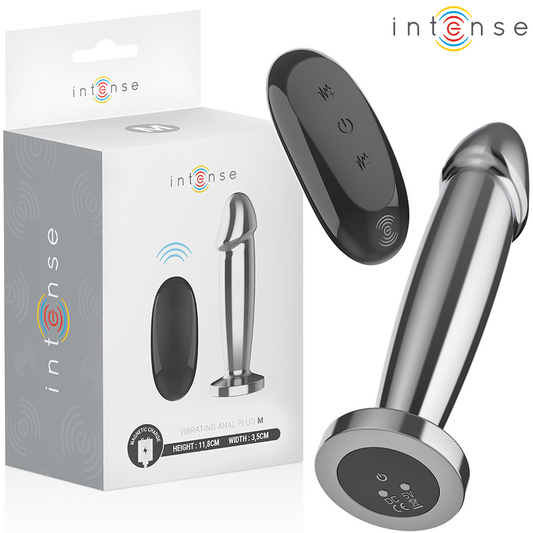 Dop Anal Vibrator cu Telecomanda, INTENSE - Dildo Metal 10 Vibratii, Marime M
