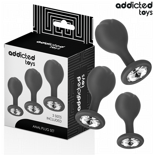 Set 3 Dopuri Anale cu Bijuterie, ADDICTED TOYS - Silicon Medical, Progresive