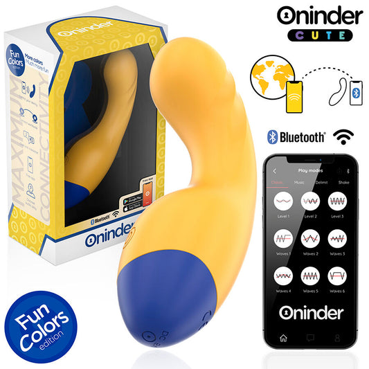 Vibrator Punct G, ONINDER CUTE - Love Buddy Master, cu Aplicatie, Silicon Medical, Galben, 14 cm