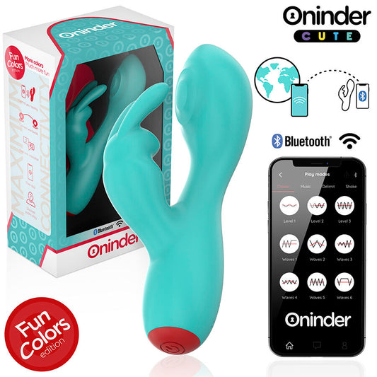 Vibrator Rabbit cu Mod Tapping, ONINDER CUTE - Love Bunny, Stimulator Clitoris, Turcoaz, 12,5 cm