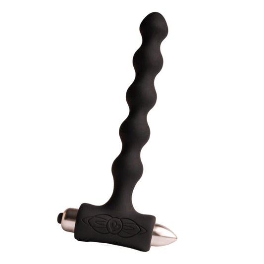 Dop Anal cu Vibratii, ROCKS-OFF - Petite Sensations Pearls, Silicon Medical + ABS, Negru