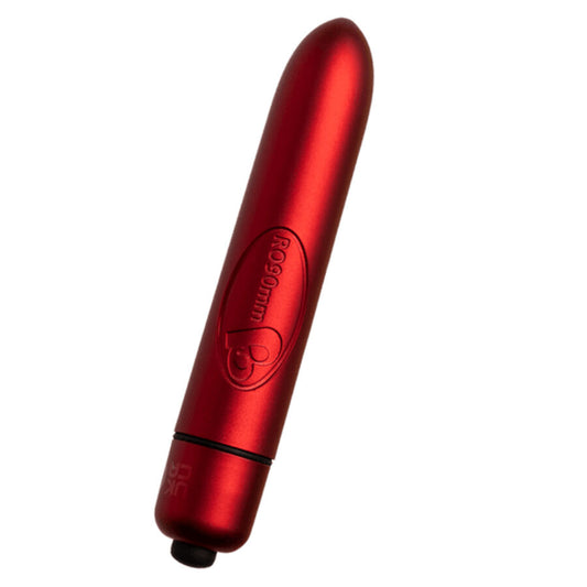 Vibrator Bullet, ROCKS-OFF - RO-90 Scarlet Velvet, 10 Functii, Silicon Medical si ABS, Rosu, 9 cm