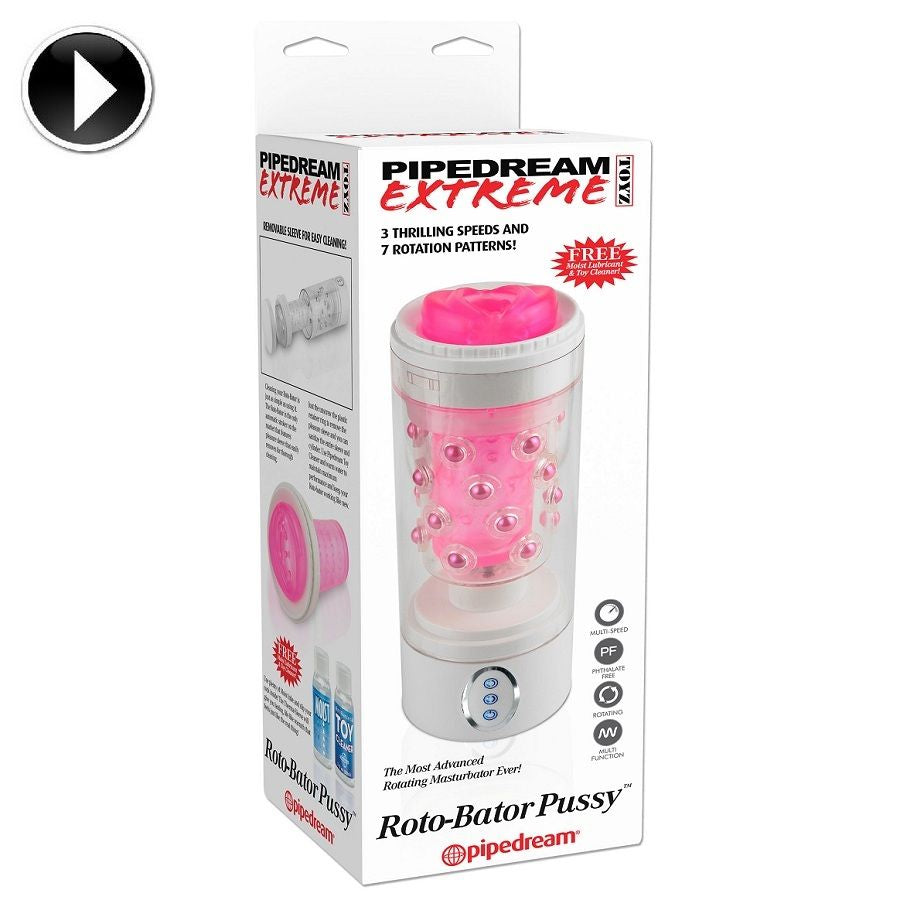 Masturbator Masculin, Extreme Toyz - Roto Bator Vagin, Rotatie si 7 Modele de Vibratii, Transparent