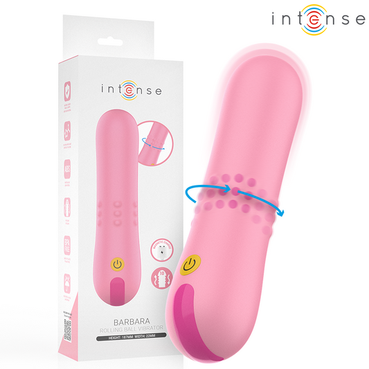 Vibrator cu Bile Rotative, INTENSE - Barbara, 10 Moduri Rotatie + 10 Moduri Vibratii, Silicon, 14,5 cm