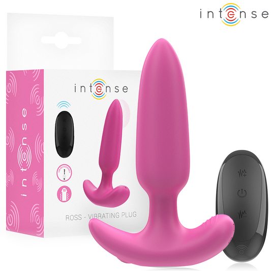 Dop Anal cu Vibratii, INTENSE - Ross, 10 Moduri, Telecomanda, Roz, 11 cm