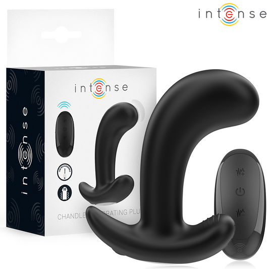 Dop Anal cu Telecomanda, INTENSE - Chandler, 10 Vibratii, Negru, 9 cm