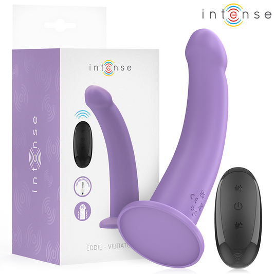 Vibrator cu Telecomanda, INTENSE - Eddie, 10 Vibratii, Mov, 17,5 cm
