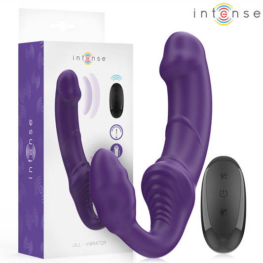 Vibrator Dublu cu Telecomanda, INTENSE - Jill, Silicon, Violet, 20 cm