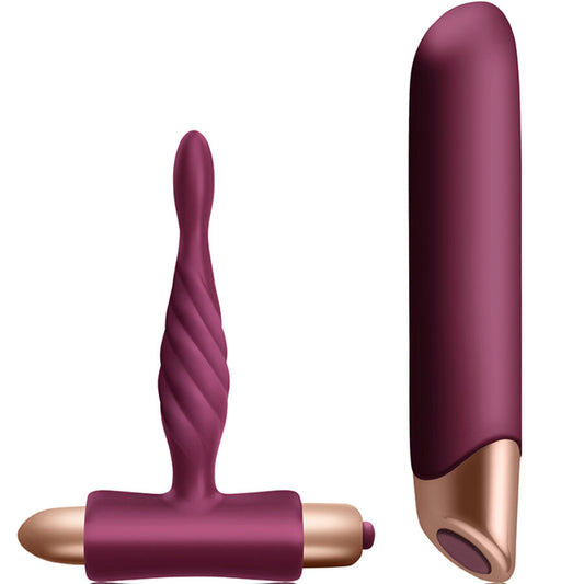 Kit Vibrator Clasic + Dop Anal Incepatori, CLIMAXIMUM - Rapture, Silicon, 10 Trepte, IPX7