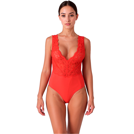 Body Senzual din Dantela, PASSION - Evalie, Rosu, S/M