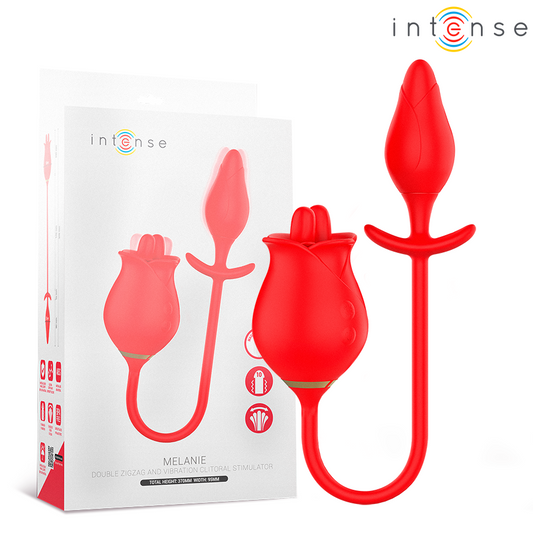 Stimulator Dublu Clitoris cu Limba Zigzag, INTENSE - Melanie, Silicon Medical
