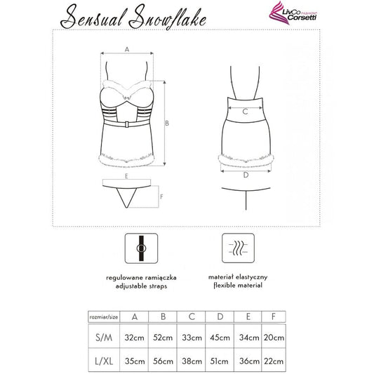 Set Lenjerie de Craciun, LIVCO CORSETTI FASHION - Sensual Snowflake LC 90603, Camasa + Tanga + Bentita