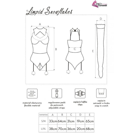 Set Lenjerie de Craciun, LIVCO CORSETTI FASHION - Limpid Snowflakes LC 90604, Body + Ciorapi + Bentita