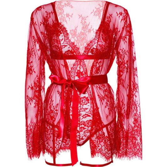 Set Body Teddy si Halat cu Jartiere, LEG AVENUE - 86123 Dantela
