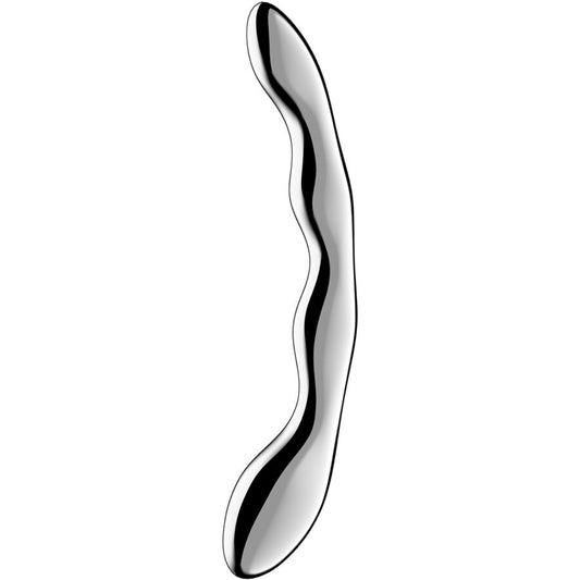 Dildo Dublu Capat cu Textura, SATISFYER - Cosmic Crest 2, Otel Inoxidabil, 20,5 cm