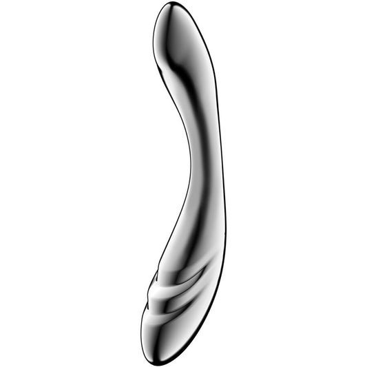 Dildo Dublu din Otel Inoxidabil, SATISFYER - Pure Gravity 3, cu Dubla Textura