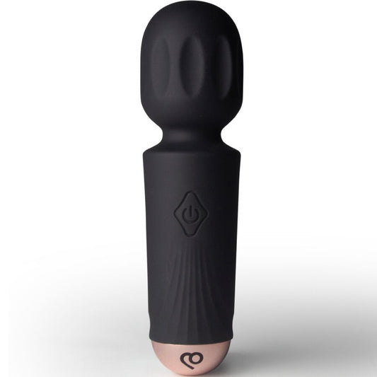 Masator Wand Mini Reincarabil, ROCKS-OFF - Black Tulip, 16 Functii, Negru, 11,5 cm