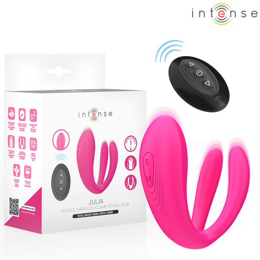 Vibrator Dublu cu Telecomanda, INTENSE - JULIA, Silicon Medical, cu Stimulator Clitoris