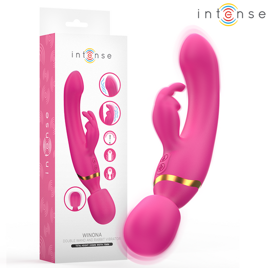 Vibrator Rabbit si Masator Wand Dublu, INTENSE - Winona, Silicon Medical si ABS